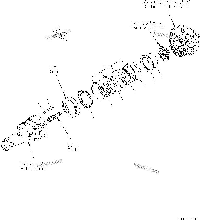 Komatsu parts book diagram for WA320-5 S/N 60001-UP: FRONT AXLE (BRAKE)