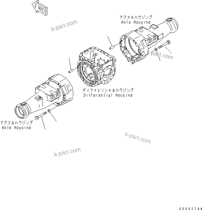 Komatsu parts book diagram for WA320-5 S/N 60001-UP: FRONT AXLE (MOUNTING PARTS AND PLUG)