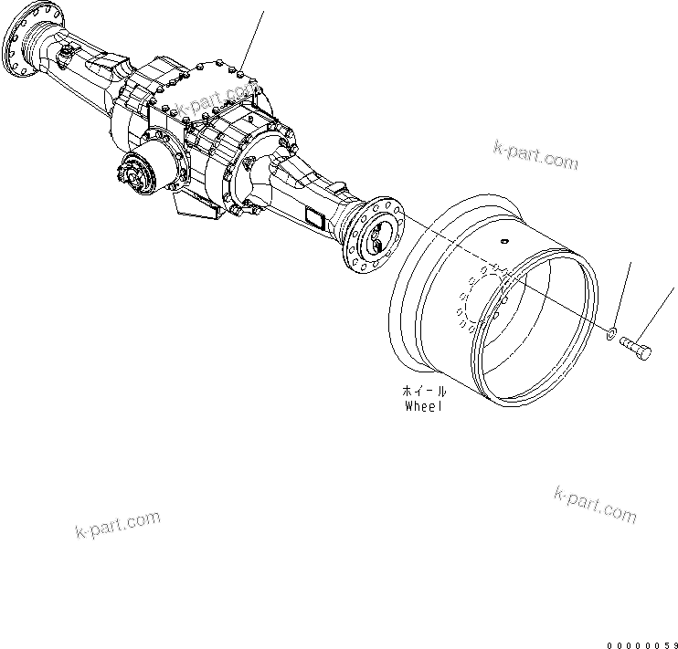 Komatsu parts book diagram for WA320-5 S/N 60001-UP: REAR AXLE MOUNTING