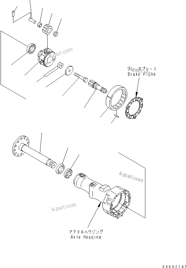 Komatsu parts book diagram for WA320-5 S/N 60001-UP: REAR AXLE (FINAL DRIVE) (R.H.)