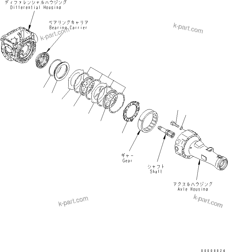 Komatsu parts book diagram for WA320-5 S/N 60001-UP: REAR AXLE (BLAKE)