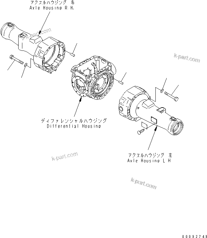 Komatsu parts book diagram for WA320-5 S/N 60001-UP: REAR AXLE (SLACK ADJUSTER MOUNTING)