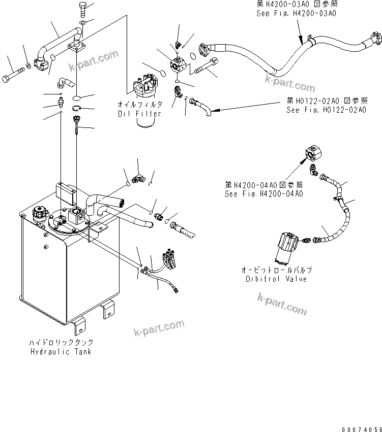 Komatsu parts book diagram for WA320-5 S/N 60001-UP: HYDRAULIC TANK (PIPING)(#60689-)