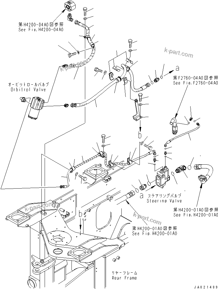 Komatsu parts book diagram for WA320-5 S/N 60001-UP: STEERING VALVE (PIPING) (PRIORITY VALVE TO STEERING VALVE)