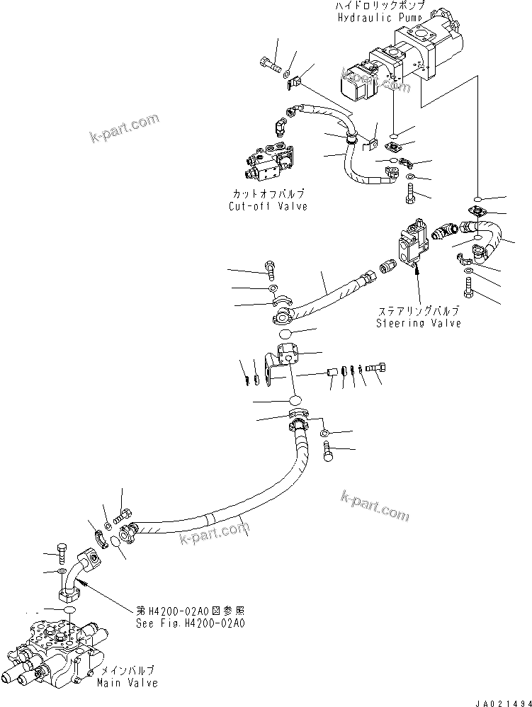 Komatsu parts book diagram for WA320-5 S/N 60001-UP: HYDRAULIC PIPING (MAIN LINE 1/2)
