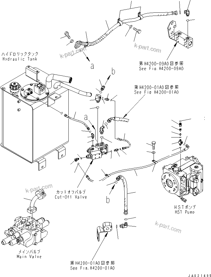 Komatsu parts book diagram for WA320-5 S/N 60001-UP: HYDRAULIC PIPING (MAIN LINE 2/2)