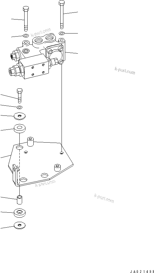 Komatsu parts book diagram for WA320-5 S/N 60001-UP: HYDRAULIC PIPING (CUT-OFF VALVE)