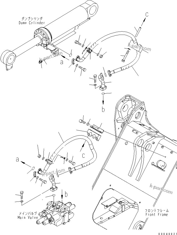 Komatsu parts book diagram for WA320-5 S/N 60001-UP: HYDRAULIC PIPING (DUMP CYLINDER LINE)