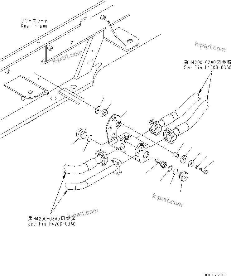 Komatsu parts book diagram for WA320-5 S/N 60001-UP: HYDRAULIC PIPING (BYPASS VALVE)