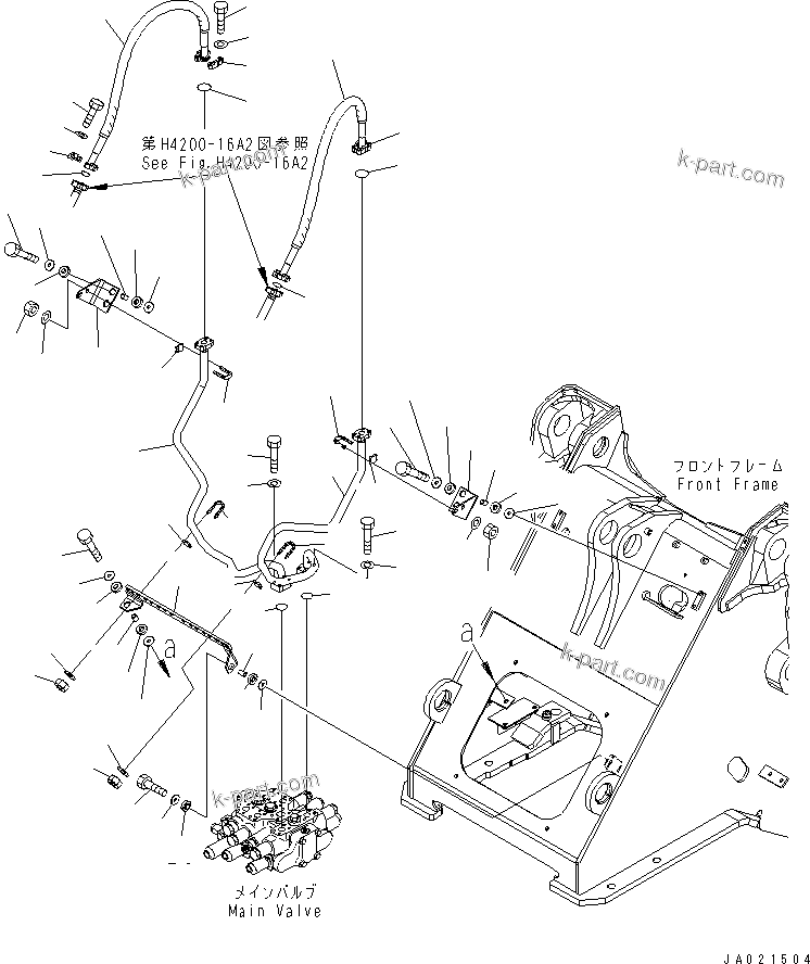Komatsu parts book diagram for WA320-5 S/N 60001-UP: HYDRAULIC PIPING (HOSE) (FOR 3-SPOOL VALVE)