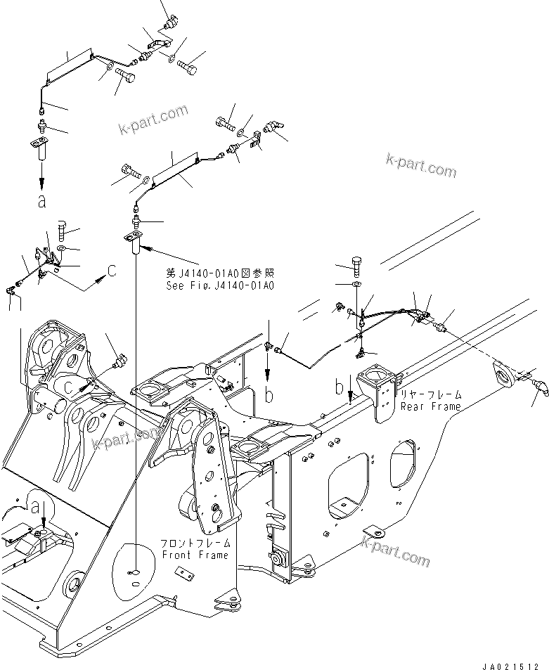 Komatsu parts book diagram for WA320-5 S/N 60001-UP: REMOTE GREASE (STEERING CYLINDER)