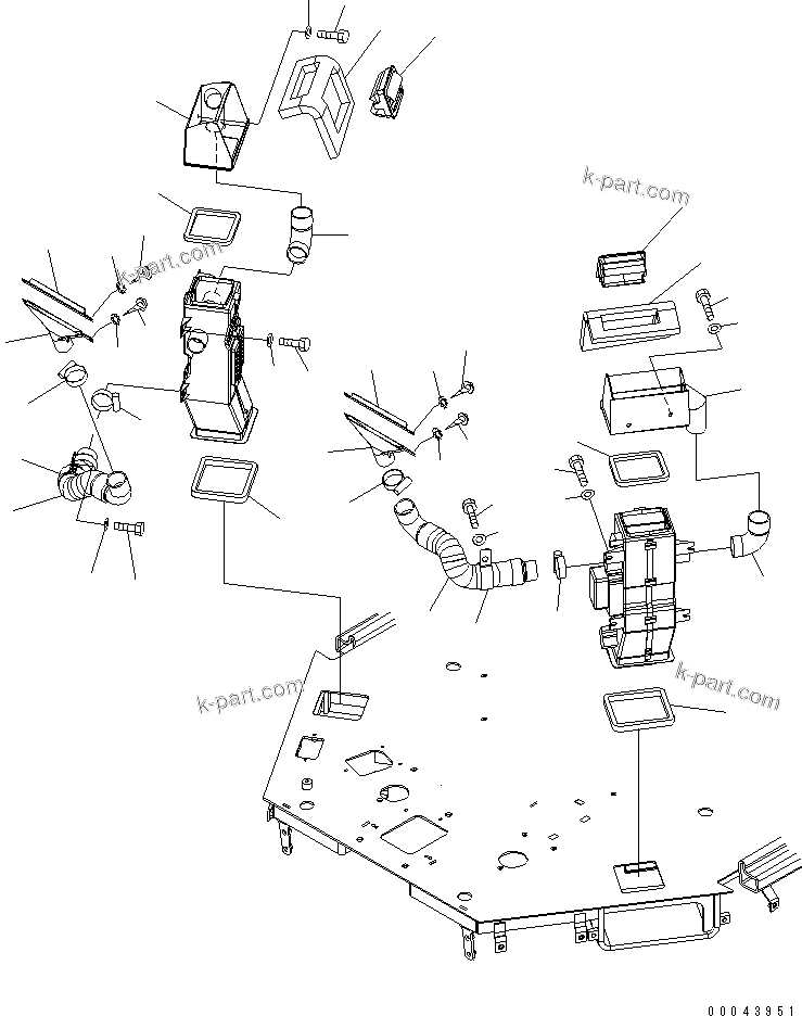 Komatsu parts book diagram for WA320-5 S/N 60001-UP: AIR CONDITIONER DUCT (FRONT DUCT)