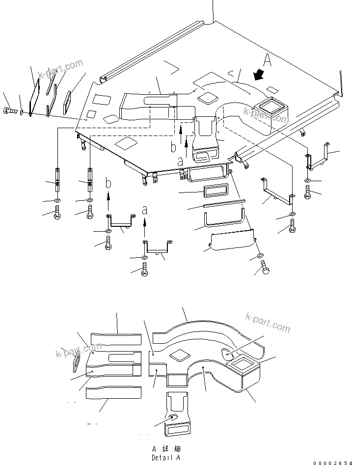 Komatsu parts book diagram for WA320-5 S/N 60001-UP: AIR CONDITIONER DUCT (FLOOR DUCT)