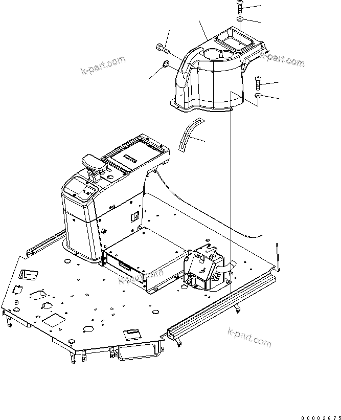 Komatsu parts book diagram for WA320-5 S/N 60001-UP: FLOOR (CONSOLE COVER L.H.) (FOR MECHANICAL PARKING BRAKE)