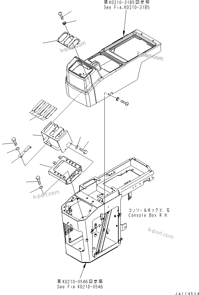 Komatsu parts book diagram for WA320-5 S/N 60001-UP: FLOOR (COVER R.H.) (3-LEVER)(#63001-)