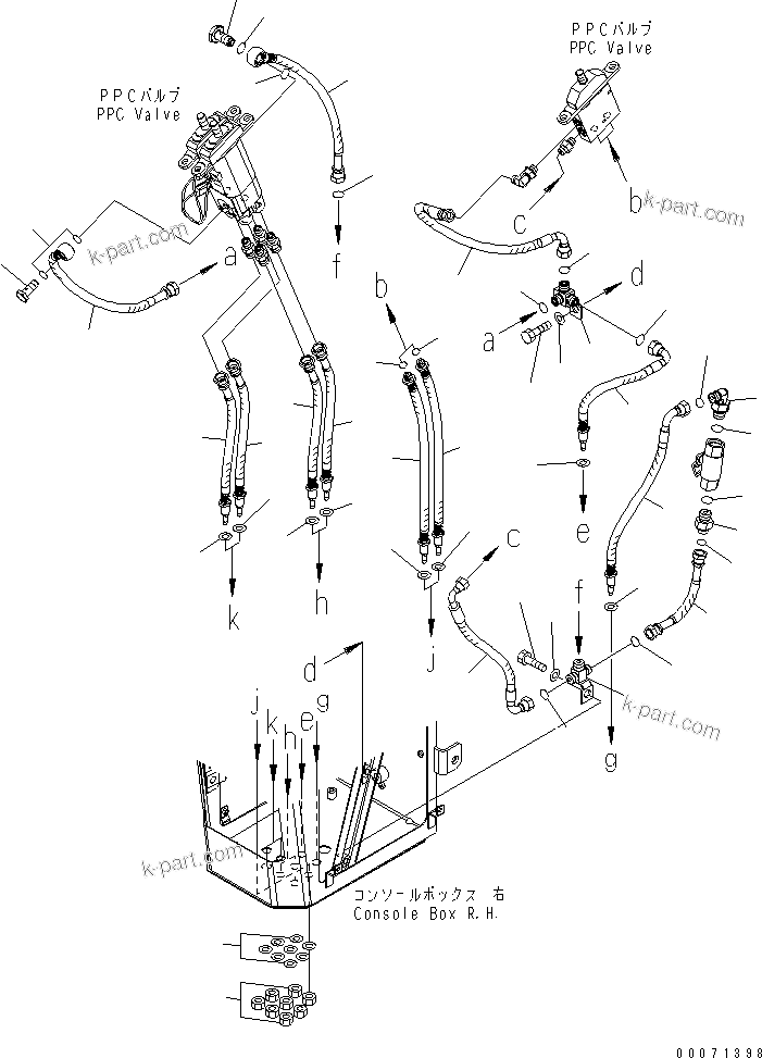 Komatsu parts book diagram for WA320-5 S/N 60001-UP: FLOOR (LOADER CONTROL) (2/2) (HOSE) (3-LEVER)(#63001-)