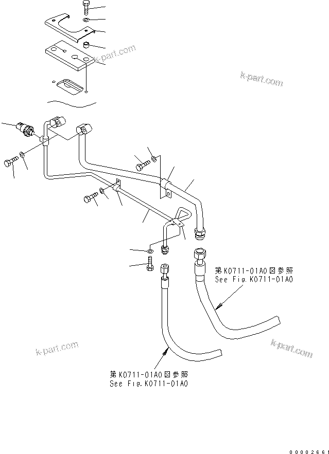 Komatsu parts book diagram for WA320-5 S/N 60001-UP: FLOOR (AIR CONDITIONER PIPING)