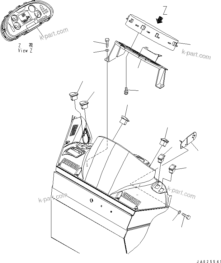 Komatsu parts book diagram for WA320-5 S/N 60001-UP: FLOOR (MAIN MONITOR) (WITH KOMTRAX)(#63001-)