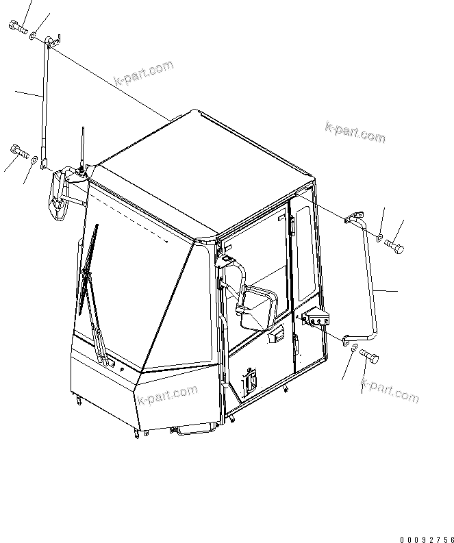 Komatsu parts book diagram for WA320-5 S/N 60001-UP: HANDRAIL (WITHOUT BOLT CAP)