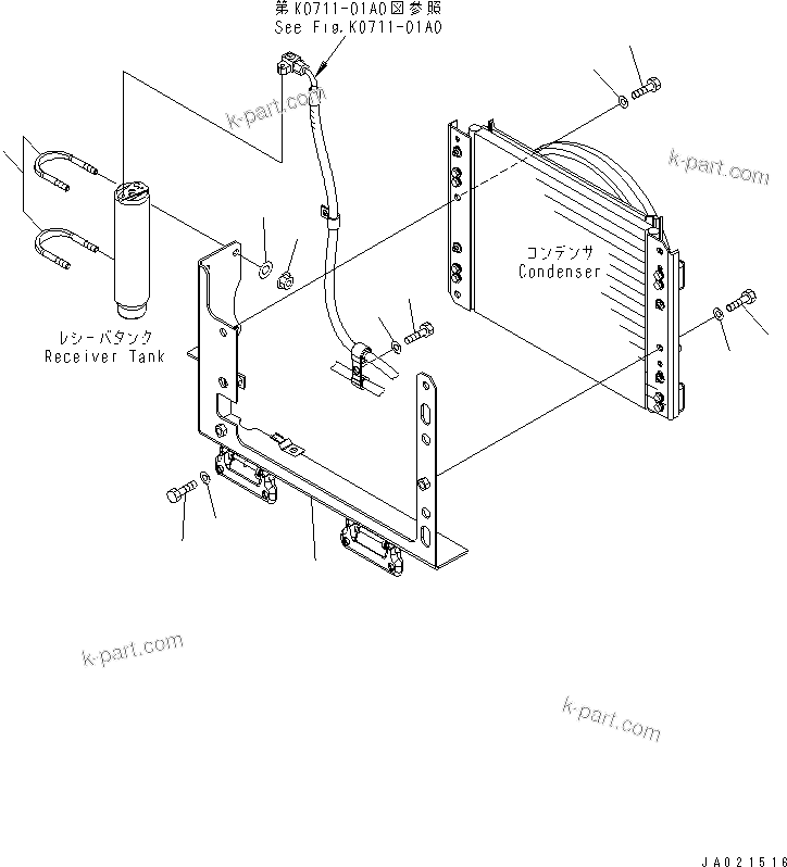 Komatsu parts book diagram for WA320-5 S/N 60001-UP: AIR CONDITIONER (CONDENSER MOUNTING)