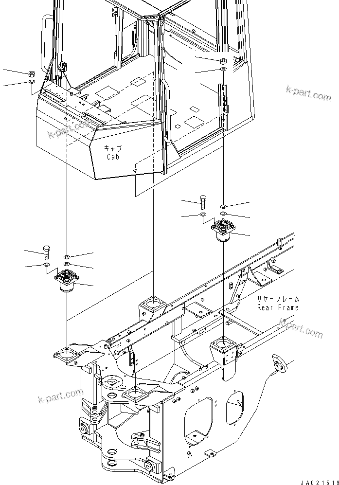 Komatsu parts book diagram for WA320-5 S/N 60001-UP: FLOOR SUPPORT