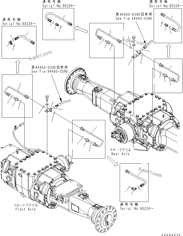 Komatsu parts book diagram for WA320-5 S/N 60001-UP: BRAKE PIPING