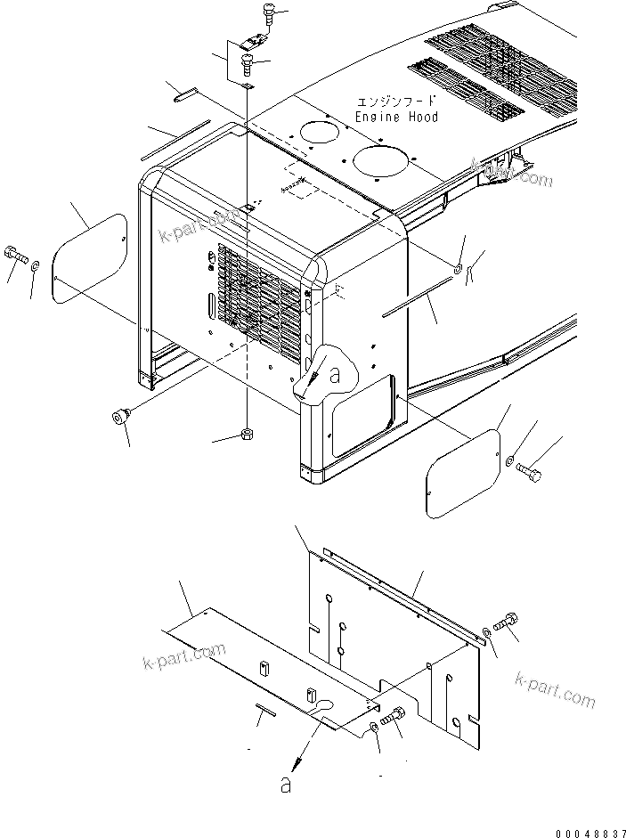 Komatsu parts book diagram for WA320-5 S/N 60001-UP: HOOD (BULKHEAD)