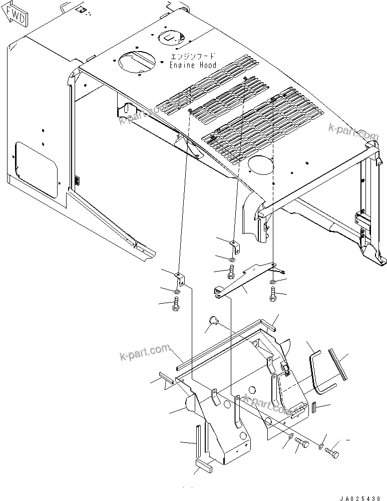 Komatsu parts book diagram for WA320-5 S/N 60001-UP: HOOD (DUCT COVER) (WITH PRE-CLEANER AND OIL FILLER CAP LOCK AND COVER LOCK)(#62357-)