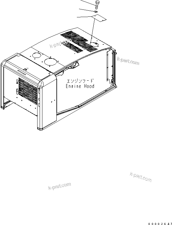 Komatsu parts book diagram for WA320-5 S/N 60001-UP: HOOD (COVER) (FOR EXCEPT JAPAN)