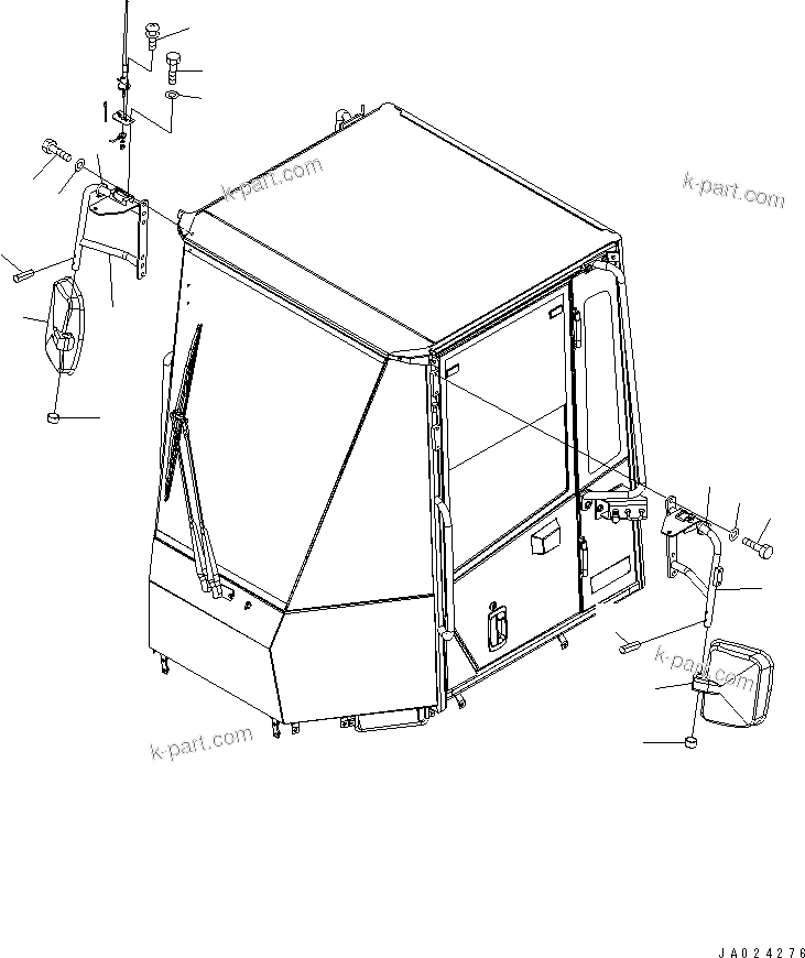 Komatsu parts book diagram for WA320-5 S/N 60001-UP: MIRROR (FOR EXCEPT JAPAN) (WITHOUT CAP BOLT)