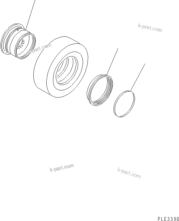 Komatsu parts book diagram for WA320-5 S/N 60001-UP: RIM (FOR 20.5-25 TUBELESS TIRE)(#60001-62419)