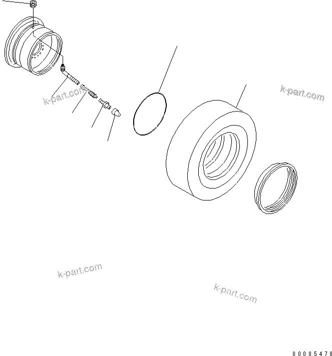 Komatsu parts book diagram for WA320-5 S/N 60001-UP: TIRE (20.5R25-L3 ? TUBELESS TIRE)