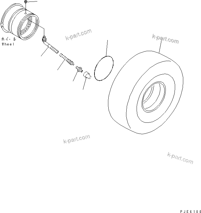 Komatsu parts book diagram for WA320-5 S/N 60001-UP: TIRE (20.5-25-16PR-L3 ? TUBELESS TIRE)