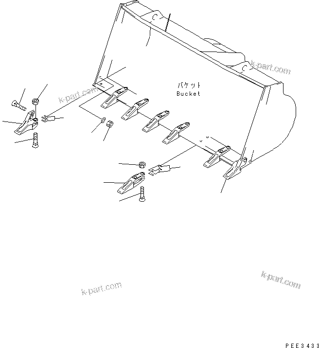 Komatsu parts book diagram for WA320-5 S/N 60001-UP: TOOTH
