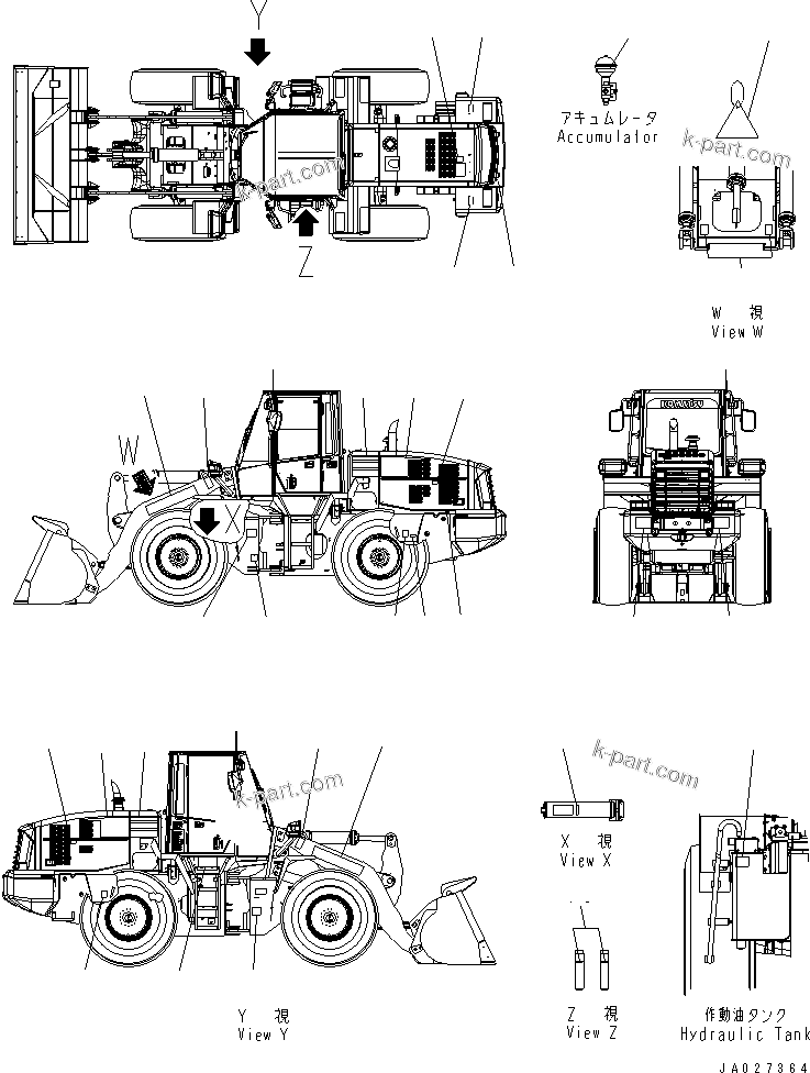 Komatsu parts book diagram for WA320-5 S/N 60001-UP: MARKS AND PLATES (PICTORIAL)