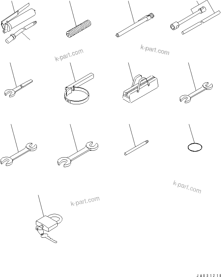 Komatsu parts book diagram for WA320-5 S/N 60001-UP: TOOL (WITH LOCK) (FOR EXCEPT JAPAN)(#62151-)