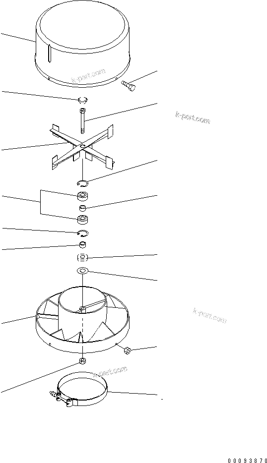 Komatsu parts book diagram for WA320-5 S/N 60001-UP: PRE-CLEANER (INNER PARTS)(#62056-)