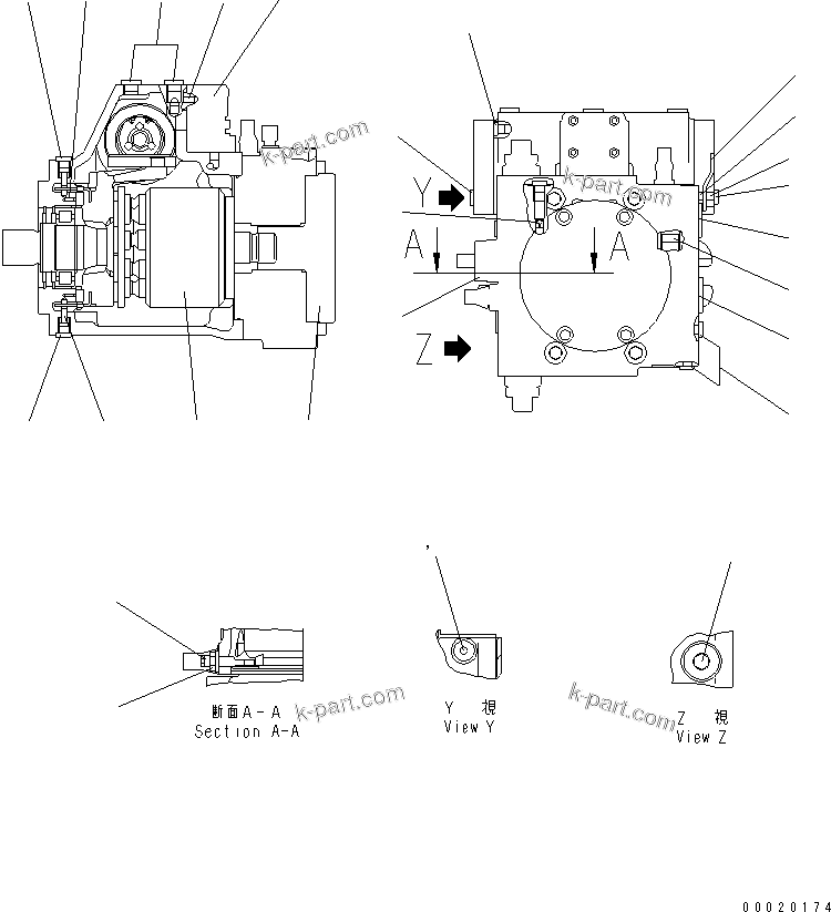 Komatsu parts book diagram for WA320-5 S/N 60001-UP: PUMP (1/12)(#60001-60086)