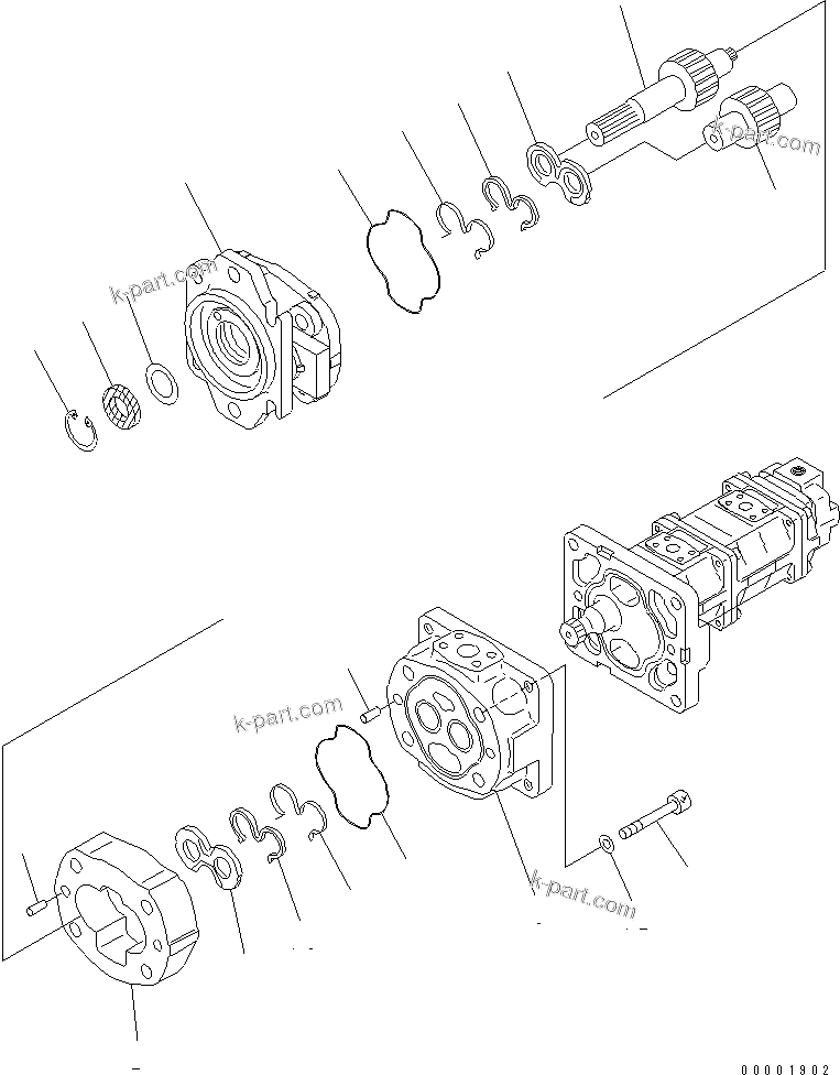 Komatsu parts book diagram for WA320-5 S/N 60001-UP: TORQUE CONVERTER AND PPC PUMP (1/4)