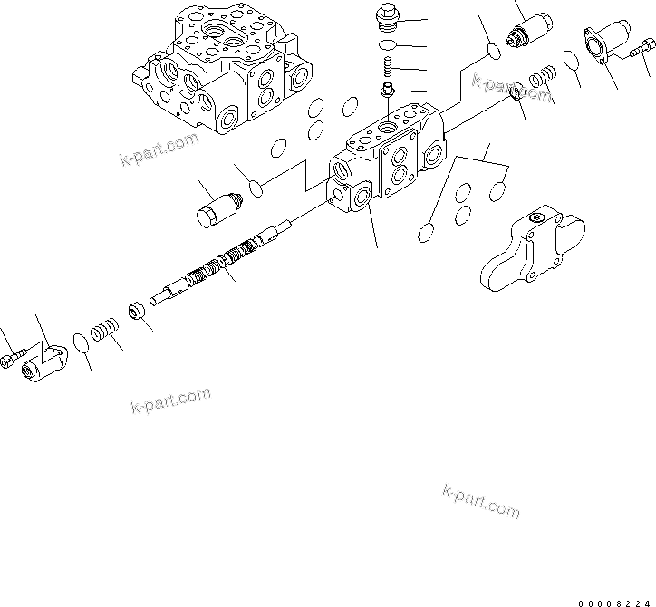 Komatsu parts book diagram for WA320-5 S/N 60001-UP: CONTROL VALVE (3-SPOOL) (2/3)
