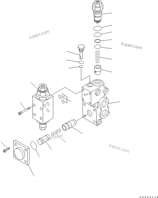 Komatsu parts book diagram for WA320-5 S/N 60001-UP: CUT-OFF VALVE
