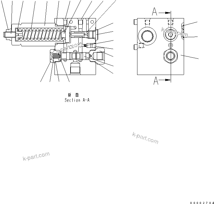 Komatsu parts book diagram for WA320-5 S/N 60001-UP: VALVE (3/4)
