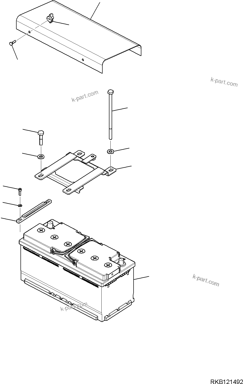 Komatsu parts book diagram for WB97S-8E0 S/N F45003 AND UP: BATTERY, MOUNTING PARTS