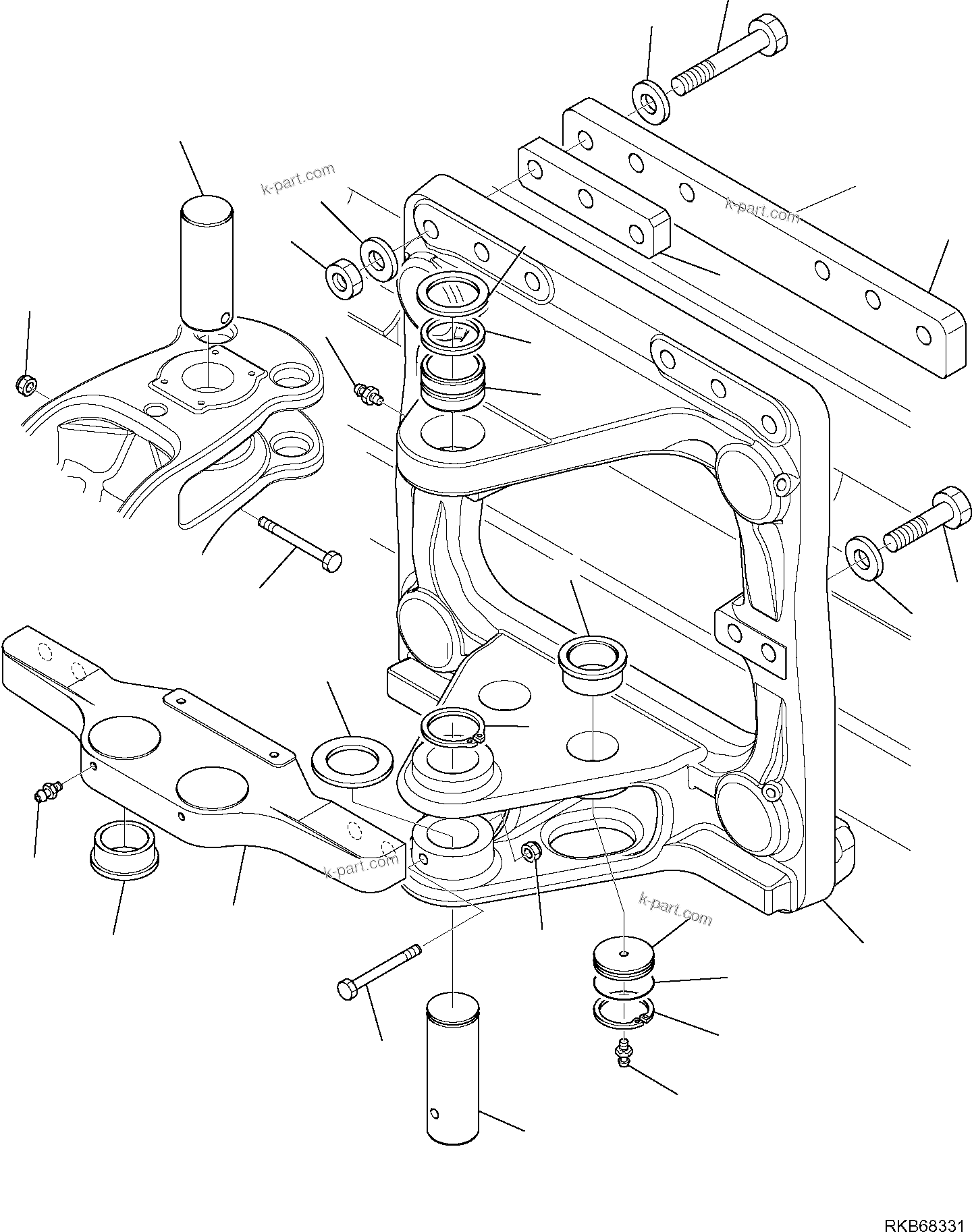 Komatsu parts book diagram for WB97S-8E0 S/N F45003 AND UP: MECHANICAL SLIDING PLATE, SLIDING PLATE, MOUNTING PARTS