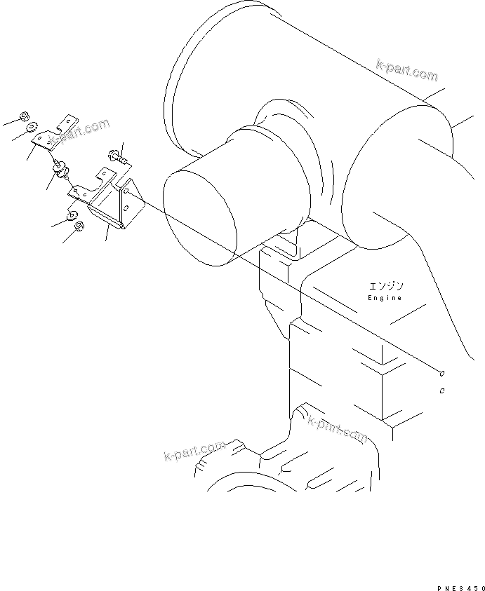 Komatsu parts book diagram for WD500-3 S/N 50001-UP: ENGINE (ENGINE CONTROL BRACKET)