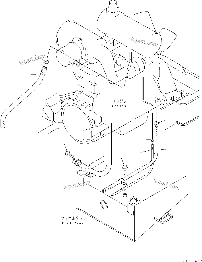 Komatsu parts book diagram for WD500-3 S/N 50001-UP: ENGINE (DRAIN HOSE)