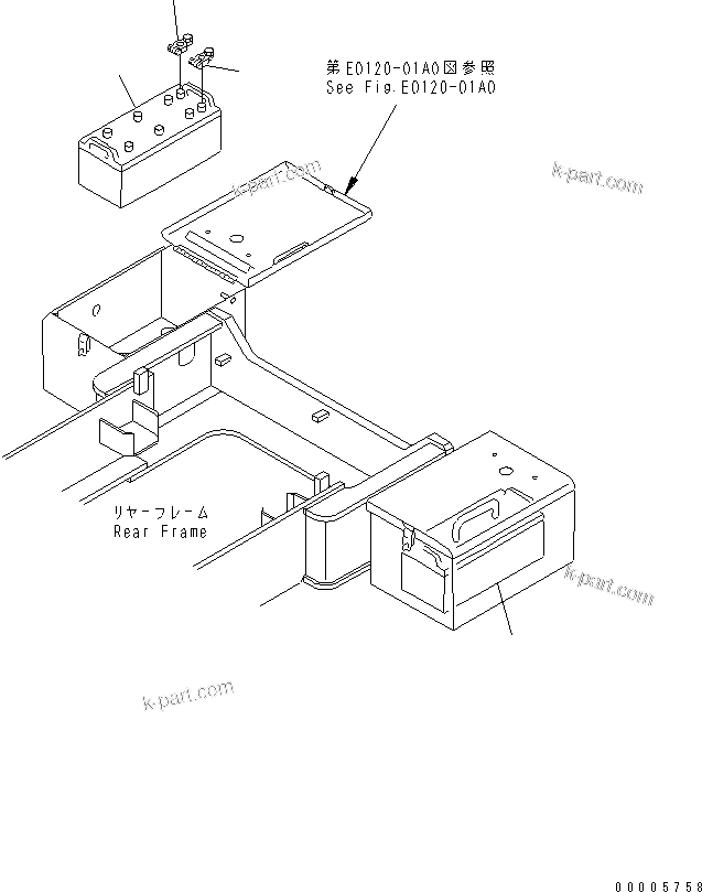 Komatsu parts book diagram for WD500-3 S/N 50001-UP: BATTERY