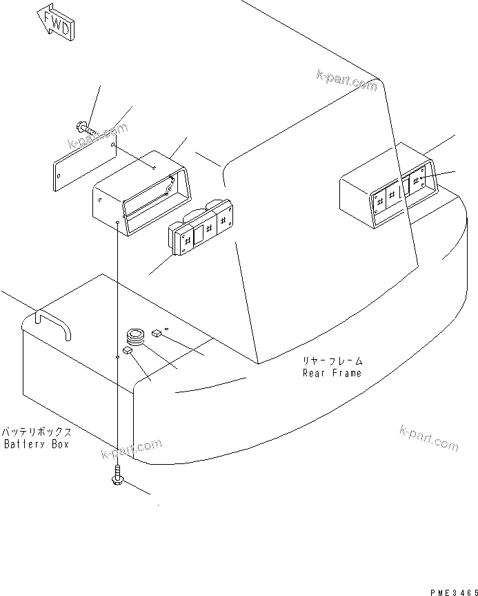 Komatsu parts book diagram for WD500-3 S/N 50001-UP: BATTERY BOX (REAR COMBINATION LAMP)