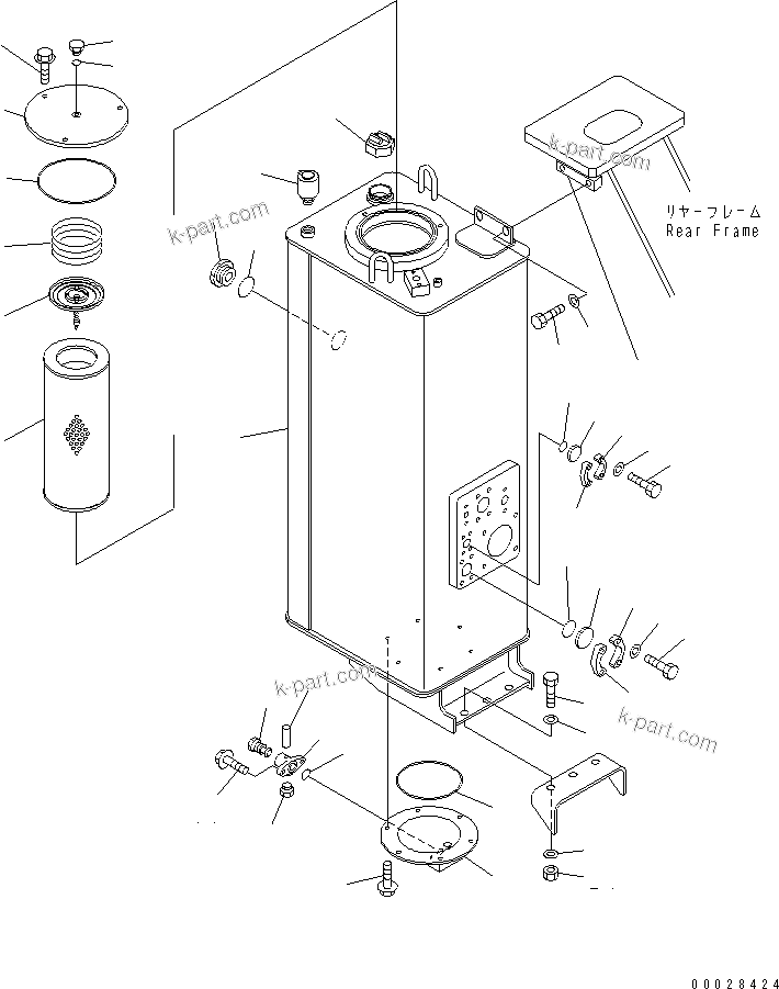 Komatsu parts book diagram for WD500-3 S/N 50001-UP: HYDRAULIC TANK(#50006-)