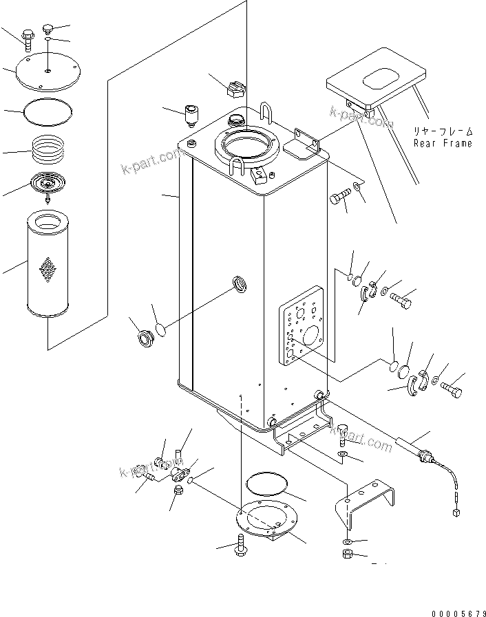 Komatsu parts book diagram for WD500-3 S/N 50001-UP: HYDRAULIC TANK (-30 DEG. SPEC.)(#50011-)